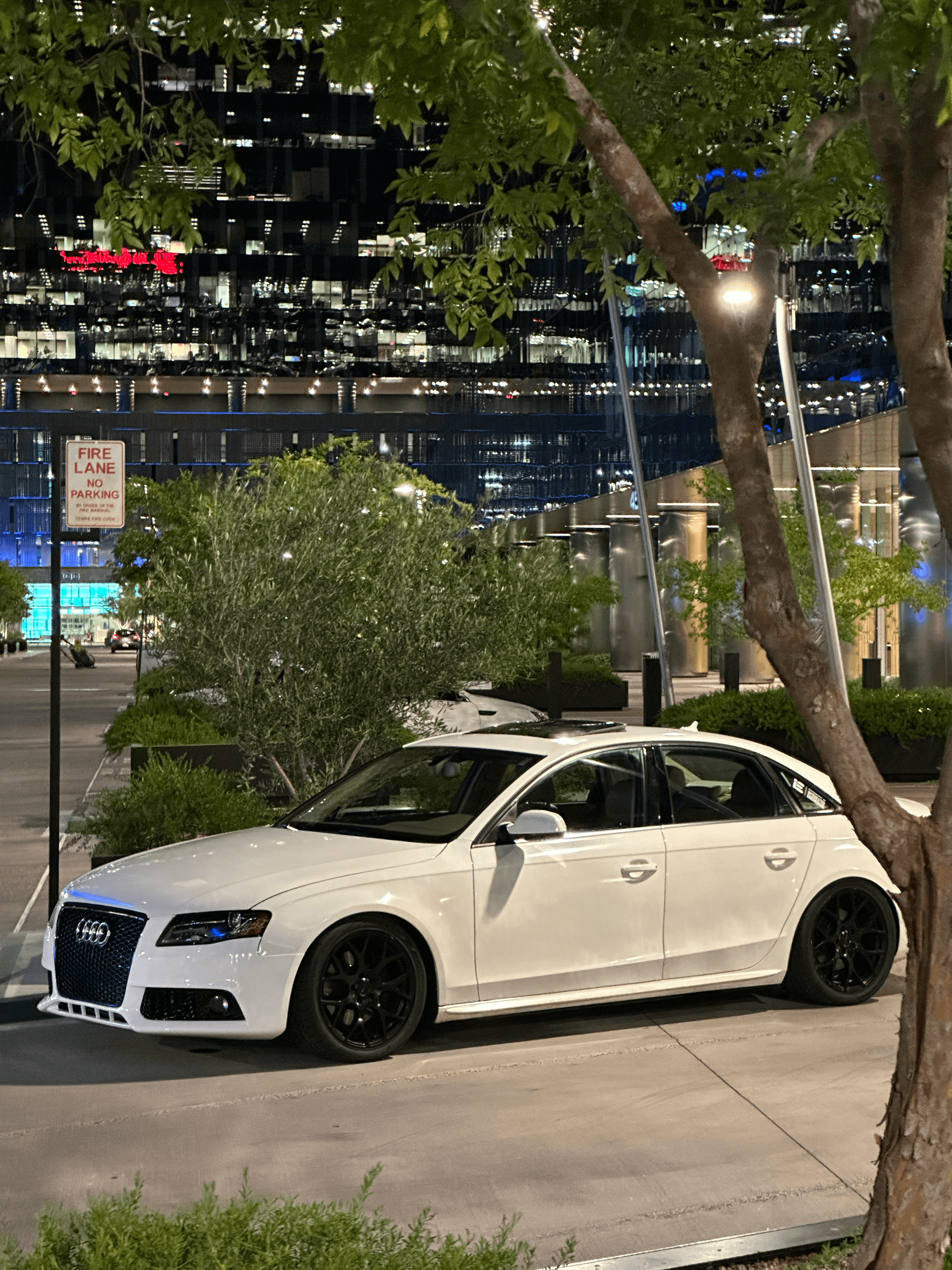Reid's car at night